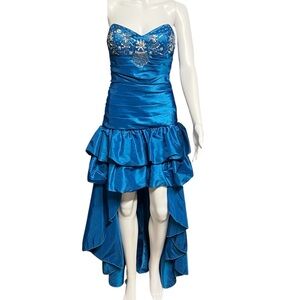 Debs - Womens Y2K Jeweled Hi-Low Prom Dress Sz. 3/4
